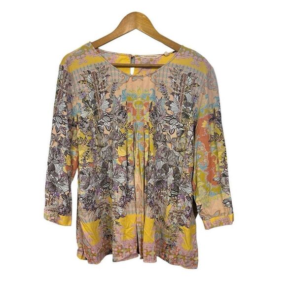 Soft Surroundings Women's 2X Floral Boho Blouse Multicolor 3/4 Sleeve - Picture 1 of 13